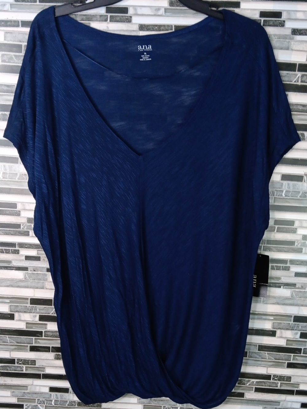 A.n.a.NWT XL Navy Blue Sheer Burn Out Summer Top